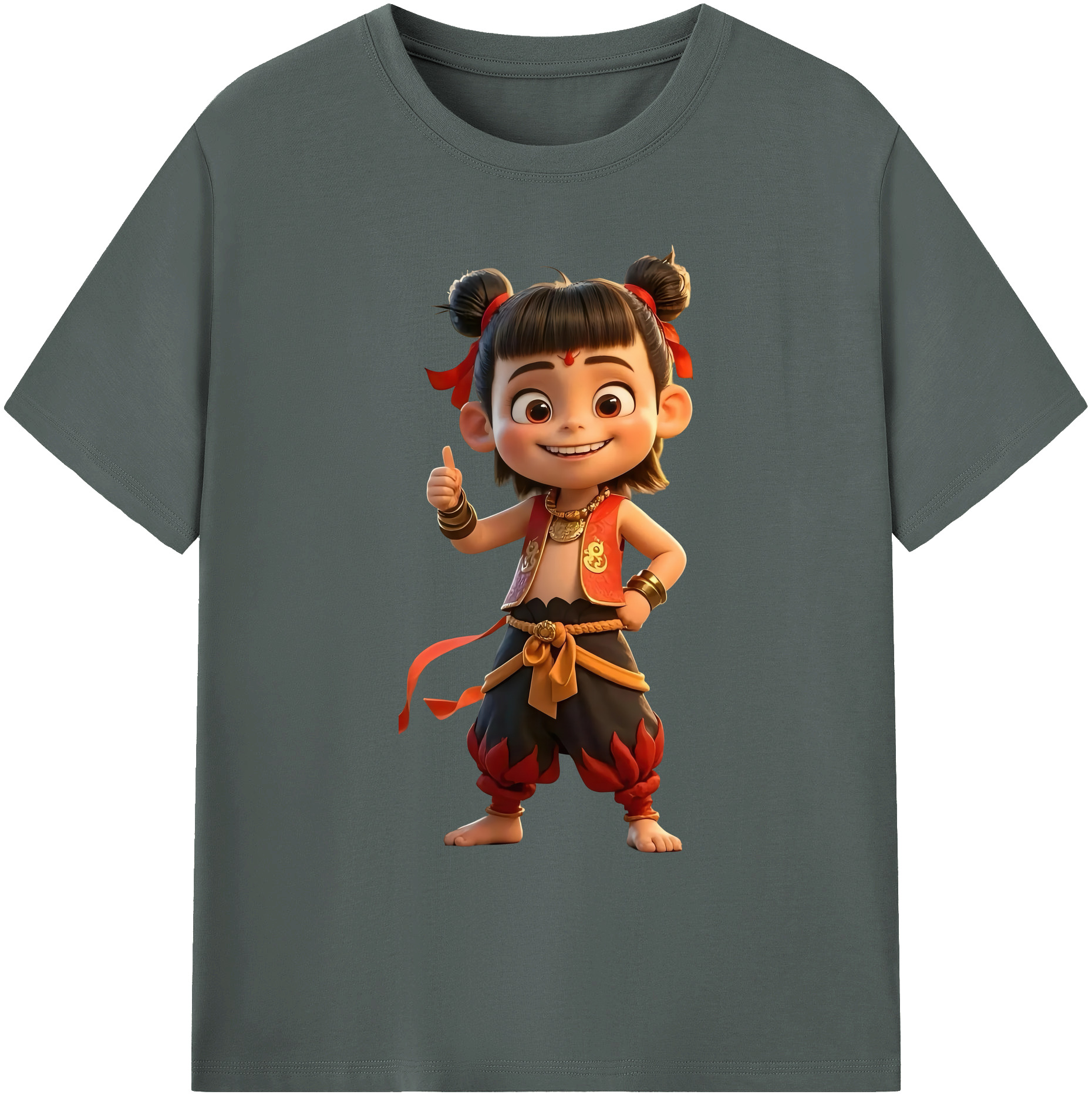 （画像用） Ne Zha 2 ナタ 魔童の大暴れ 綿100％ メンズ半袖Tシャツ｜肌触りやわらか＆通気性